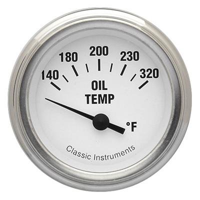 Classic Instruments White Hot Series Gauges WH28SLC Gauge, Series, Oil Temperature, 140-320 degrees F, 2 1/8 in., Face, Analog, Electrical, Each