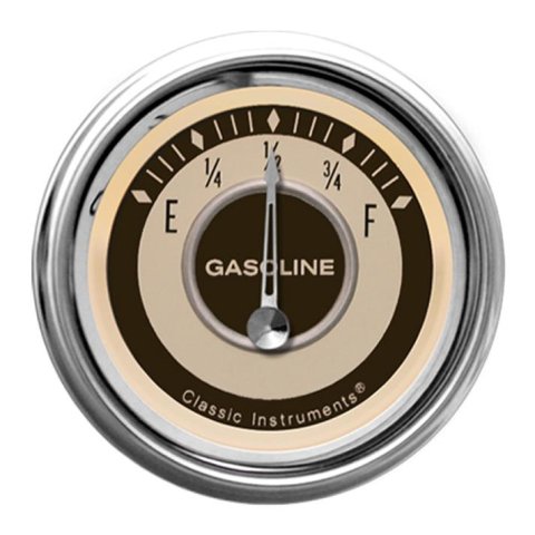 Classic Instruments Nostalgia VT Series Gauges NT11SHC Gauge, Series, Fuel Level, Empty-Full, 2 1/8 in., Beige Face, Analog, Electrical, Each