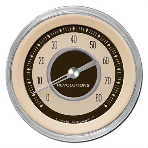 Classic Instruments Nostalgia VT Series Tachometers NT80SHC Gauge, VT, Tachometer, 0-8,000 rpm, 3 3/8 in., Beige Face, Analog, Electrical, Each