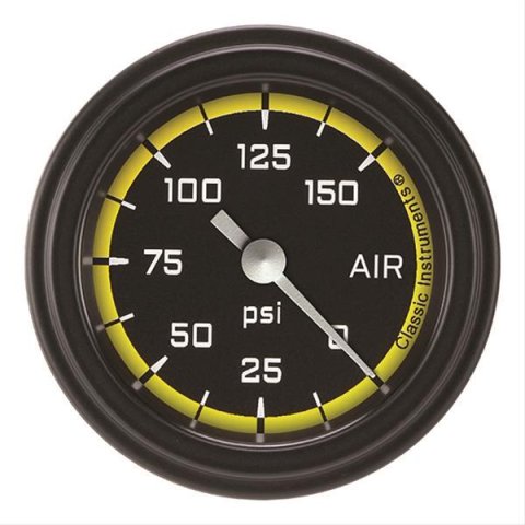 Classic Instruments Auto Cross Yellow Series Gauges AX118YBLF Air Pressure Gauge, AUT CR YLW 2" AIR PR 150psi ELECT, FULL SWEEP