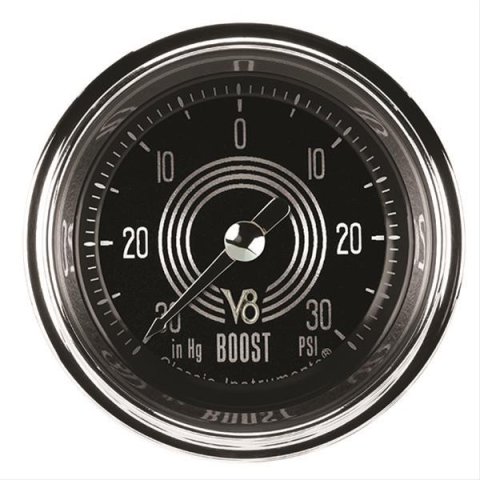 Classic Instruments V8 Speedster Series Gauges V8SR141SHC Boost/Vacuum Gauge, SPEEDSTER 2" BOOST/VAC ELECT, FULL SWEEP