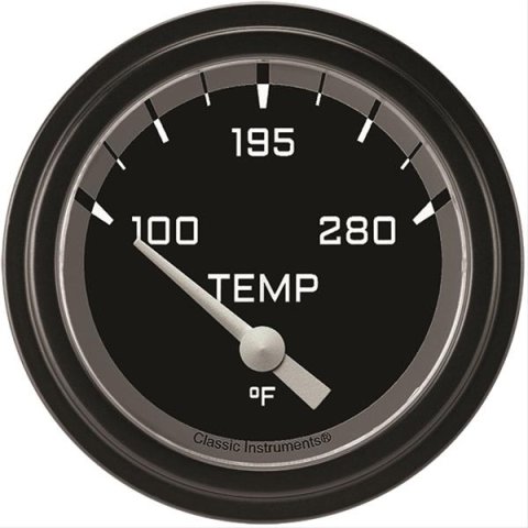Classic Instruments Auto Cross Gray Series Gauges AX226GBLF-12 Gauge, Series, Water Temperature, 2 5/8 in., Black/Gray Face, Analog, Electrical, Each