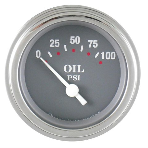 Classic Instruments SG Series Gauges SG28SLC Gauge, Series, Oil Temperature, 140-320 degrees F, 2 1/8 in., Gray Face, Analog, Electrical, Each