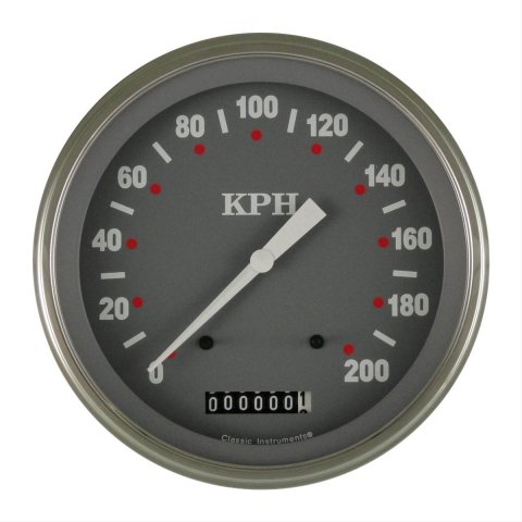 Classic Instruments SG Series Speedometers SG58SLF Speedometer, Series, 5 in. Diameter, 0-200 kph, Analog, Electrical, Flat Face, Each