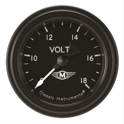 Classic Instruments Moal Bomber Series Gauges MA130BLF Volt Gauge, MOAL 2" VOLT FULL SWEEP