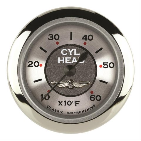 Classic Instruments All-American Series Gauges AW197SRC Gauge, Analog, Series, Cylinder Head Temp, 10-600 Degrees F, 2 1/8 in. Diameter, Silver Face, Full Sweep, Each