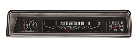 Classic Instruments 1966-67 Nova Package Gauge Sets NO66B Gauges, Black Series, Analog, Electronic, Black Face, Orange Pointer, Silver Panel, Chevy, Kit