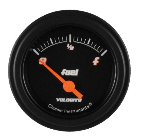 Classic Instruments Velocity Series Gauges VS09BBLF Gauge, Series, Analog, Fuel Level, Empty-Full, 2 1/8 in. Diameter, Black Face, Electrical, Each