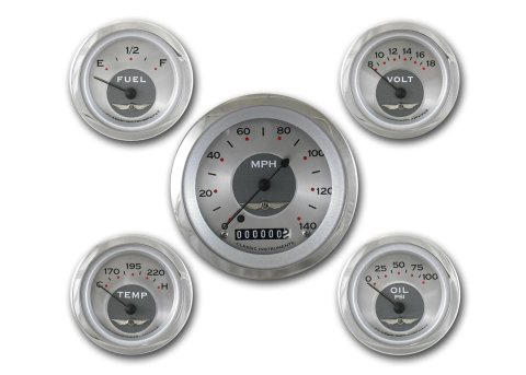 Classic Instruments All-American Series Gauge Sets AW00SRC Gauges, Analog, All-American, Speedometer, Tachometer, Fuel Level, Water Temperature, Oil Pressure, Voltmeter
