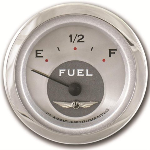 Classic Instruments All-American Series Gauges AW09SRC Gauge, Original Series, Fuel Level, Empty-Full, 2 1/8 in., Silver Face, Analog, Electrical, Each