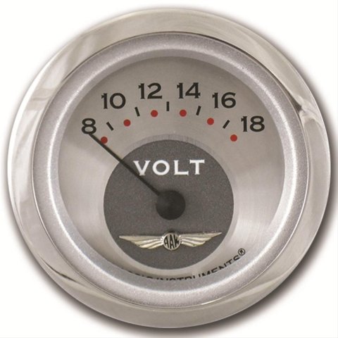 Classic Instruments All-American Series Gauges AW30SRC Gauge, Original Series, Voltmeter, 8-18 V, 2 1/8 in., Silver Face, Analog, Electrical, Each