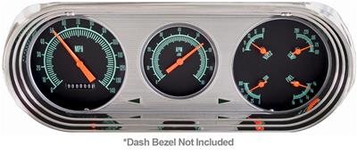 Classic Instruments 1963-65 Nova Package Gauge Sets for 1962-1965 CHEVY II - NO63GS Gauges, G-Stock Series, Analog, Electronic, Black Face, Orange Pointer, Polished Panel, Chevy, Kit