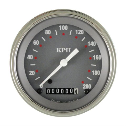 Classic Instruments SG Series Speedometers SG59SLC Speedometer, Series, 3 3/8 in. Diameter, 0-200 kph, Analog, Electrical, Curved Face, Each