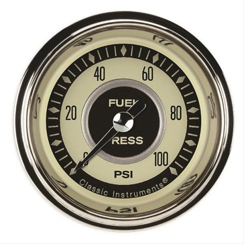 Classic Instruments Nostalgia VT Series Gauges NT146SHC Fuel Pressure Gauge, NOSTALGIA 2" FUEL PRES 100psi ELECT FULL SWEEP