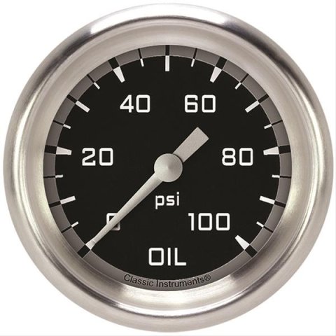 Classic Instruments Auto Cross Gray Series Gauges AX381GAPF Gauge, Series, Oil Pressure, 0-100 psi, 2 5/8 in., Performance Bezel, Analog, Electrical, Each