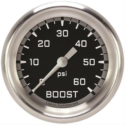 Classic Instruments Auto Cross Gray Series Gauges AX343GAPF Gauge, Series, Boost, 60 psi, 2 5/8 in., Performance Bezel, Analog, Electrical, Each
