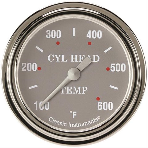 Classic Instruments SG Series Gauges SG397SLF Gauge, Analog, Series, Cylinder Head Temp, 100-600 Degree F, 2 5/8 in. Diameter, Gray Face, Full Sweep, Each