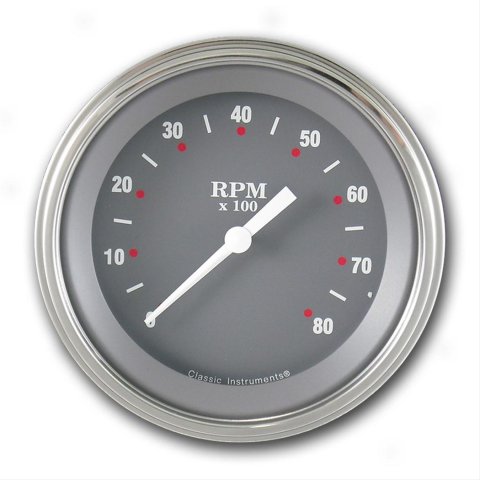 Classic Instruments SG Series Tachometers SG80SLC Gauge, Series, Tachometer, 0-8,000 rpm, 3 3/8 in., Gray Face, Analog, Electrical, Each