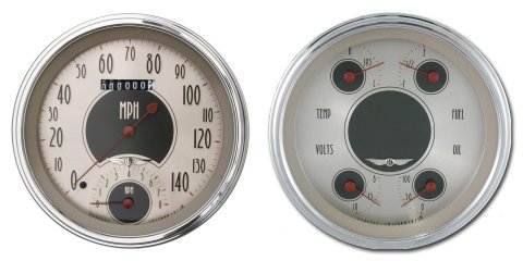 Classic Instruments All-American Nickel Series Gauge Sets AN62SLC Kit, Analog, All-American, Speedometer, Tachometer, Kit