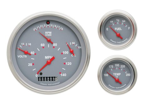Classic Instruments 1957 Chevy Package Gauge Sets CH01GSLC Gauges, Analog, 57 Chevy, Speedometer, Tachometer, Fuel Level, Water Temperature, Oil Pressure, Voltmeter, Kit