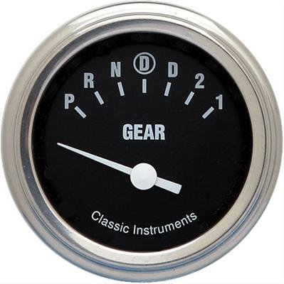 Classic Instruments Gear Selector Gauges HR06SLC Gauge, Selector, Round, Dash Mount, 2 1/8 in., Black Face, Polished Bezel, Overdrive, Each