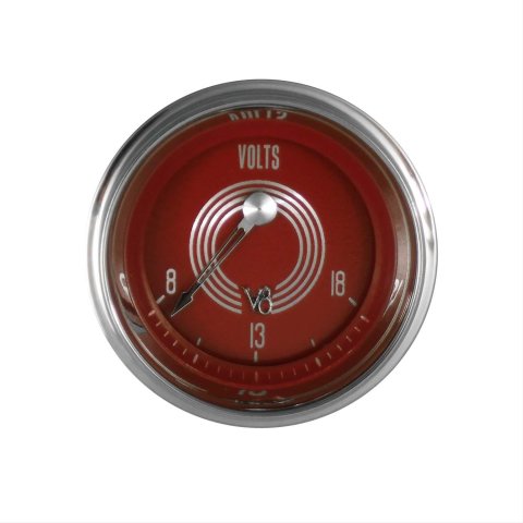 Classic Instruments V8 Red Steelie Series Gauges V8RS30SHC Gauge, Series, Analog, Voltmeter, 8-18 V, 2 1/8 in. Diameter, Face, Electrical, Each