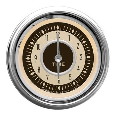 Classic Instruments Nostalgia VT Series Gauges NT90SHC Gauge, VT, Clock, 12 hours, 2 1/8 in., Beige Face, Analog, Electrical, Each