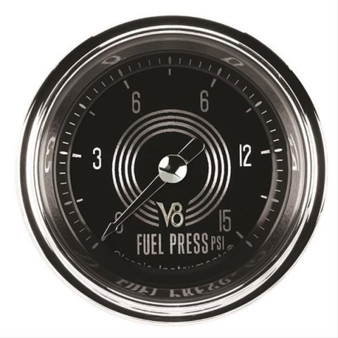 Classic Instruments V8 Speedster Series Gauges V8SR145SHC Fuel Pressure Gauge, SPEEDSTER 2" FUEL PRS 15psi ELEC, FULL SWEEP
