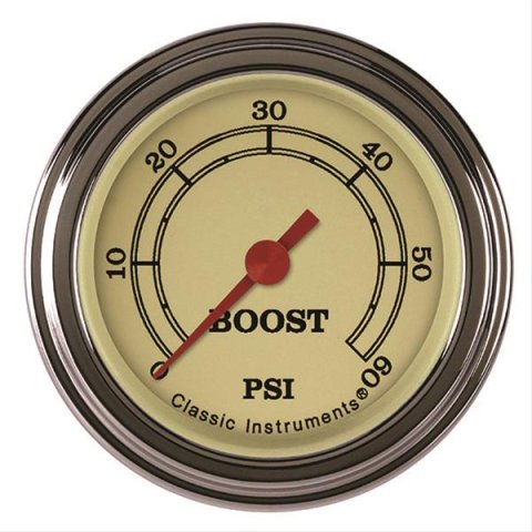 Classic Instruments Vintage Series Gauges VT143SLF Boost Gauge, VINTAGE 2" BOOST, 60psi ELECTRIC, FULL SWEEP