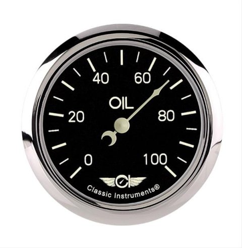 Classic Instruments Series Gauges CL381SRC Oil Pressure Gauge, CLASSIC SERIES 2 5/8" OIL PRESSURE, 100psi, FULL SWEEP