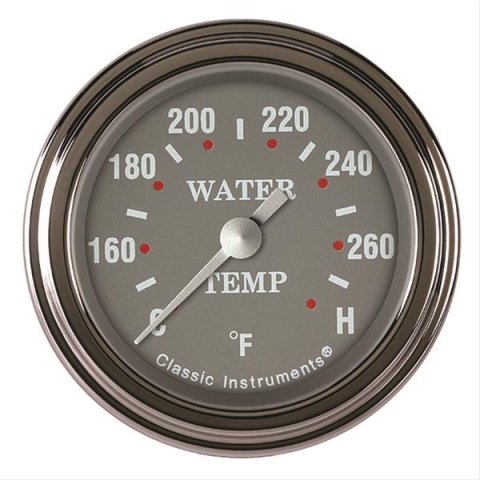 Classic Instruments SG Series Gauges SG126SLF-06 Gauge, Analog, Series, Water Temp, 140-280 Degree F, 2 1/8 in. Diameter, Gray Face, Full Sweep, Each