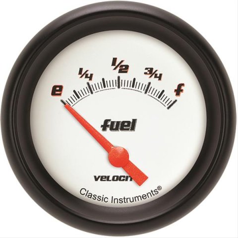 Classic Instruments Velocity Series Gauges VS211WBPF Gauge, White Series, Fuel Level, Empty/Full, 75 Ohms/10 Ohms, 2 5/8 in., Performance Bezel, Analog, Electrical, Each