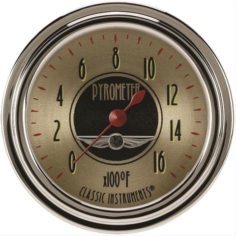 Classic Instruments All-American Nickel Series Gauges AN398SLC Gauge, Analog, Series, EGT, 0-1600 Degrees F, 2 5/8 in. Diameter, Gold Face, Full Sweep, Each