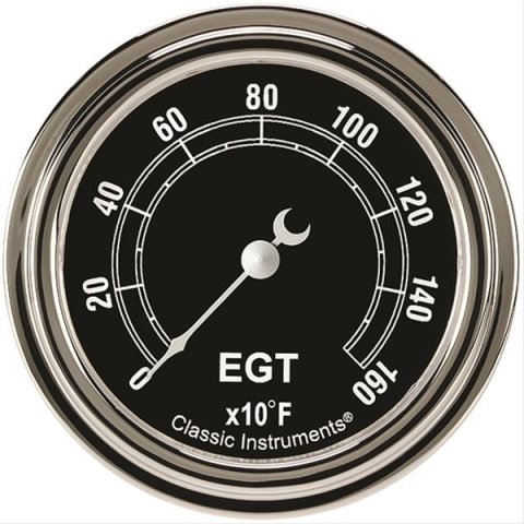 Classic Instruments Traditional Series Gauges TR398SLF Gauge, Analog, Series, EGT, 0-1600 Degrees F, 2 5/8 in. Diameter, Black Face, Full Sweep, Each