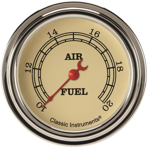 Classic Instruments Vintage Series Gauges VT394SLF Gauge, Analog, Series, Air/Fuel Ratio, 20-10:1, 2 5/8 in. Diameter, Tan Face, Full Sweep, Each