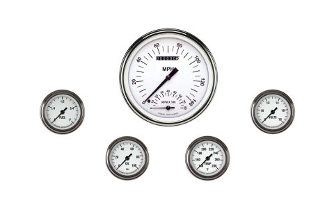 Classic Instruments White Hot Series Gauge Sets WH165SLF Set, Hot, 4 5/8 in. Tachometer, Speedometer, 2 1/8 in. Fuel, Oil, Temp, Volts, Set of 5