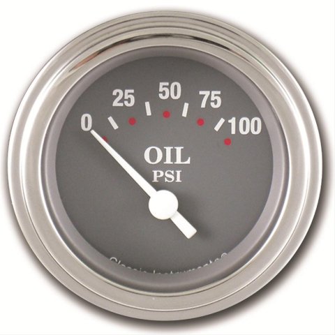 Classic Instruments SG Series Gauges SG81SLC Gauge, Series, Oil Pressure, 0-100 psi, 2 1/8 in., Gray Face, Analog, Electrical, Each