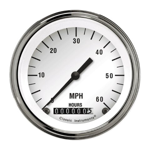 Classic Instruments White Hot Series Speedometers LSWH Gauge, Series, Speedometer, 0-60 mph, 3 3/8 in., Face, Analog, Electrical, Each