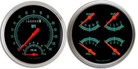 Classic Instruments 1947-53 Chevy Pickup Package Gauge Sets for 1947-1953 SEDAN DELIVERY, TRUCK, 1950-1953 TRUCK - CT47GS62 Gauges, G-Stock, Electronic, Water Temperature, Volt, Oil Pressure, Fuel Level, Speedometer, Tach, Chevy, Kit