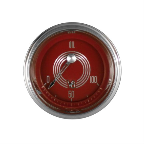 Classic Instruments V8 Red Steelie Series Gauges V8RS81SHC Gauge, Series, Analog, Oil Pressure, 0-100 psi, 2 1/8 in. Diameter, Face, Electrical, Each