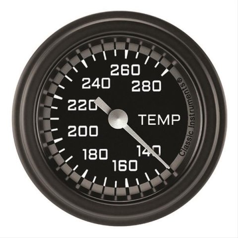 Classic Instruments Auto Cross Gray Series Gauges AX126GBLF-02 Gauge, Series, Water Temperature, 140-280 Degrees F, 2 1/8 in., Black/Gray Face, Analog, Electrical, Each