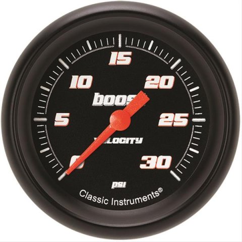 Classic Instruments Velocity Series Gauges VS342BBPF Gauge, Black Series, Boost Pressure, 0-30 PSI, 2 5/8 in., Performance Bezel, Analog, Electrical, Each