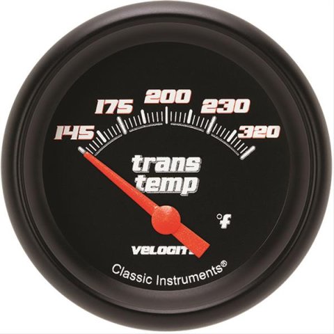 Classic Instruments Velocity Series Gauges VS227BBPF Gauge, Black Series, Transmission Temperature, 145-320 Degrees F, 2 5/8 in., Performance Bezel, Analog, Electrical, Each