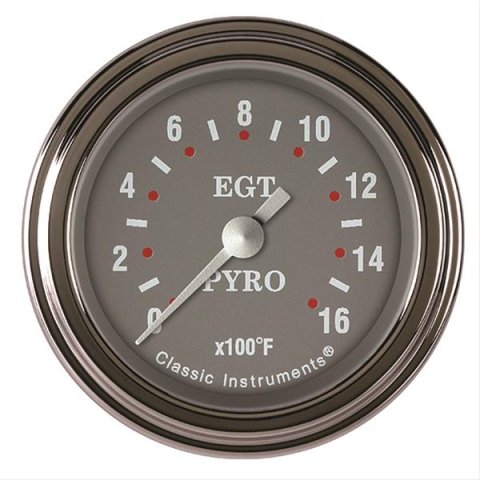 Classic Instruments SG Series Gauges SG198SLF Gauge, Analog, Series, EGT, 0-1600 Degree F, 2 1/8 in. Diameter, Gray Face, Full Sweep, Each