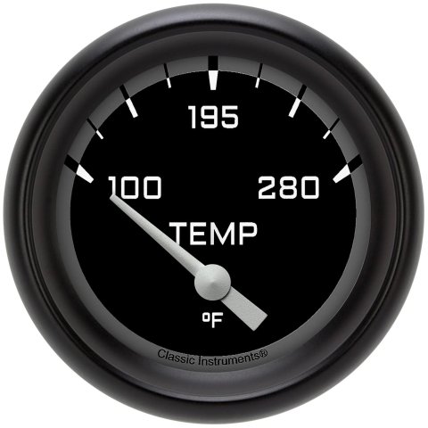 Classic Instruments Auto Cross Gray Series Gauges AX226GBPF-02 Gauges, Series, Water Temperature, 140-280 degrees F, Analog, Electrical, 2 5/8 in., Black Face, White Numbers, Each