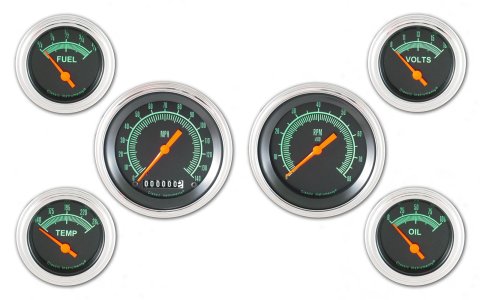 Classic Instruments G-Stock Series Gauge Sets GS01SLF Gauges, Series, Speedometer, Tachometer, Oil Pressure, Water Temperature, Black Face, Analog, Set of 6