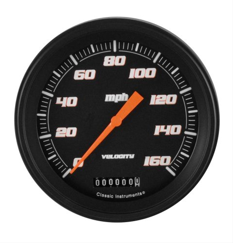 Classic Instruments Velocity Series Speedometers VS56BBLF Gauge, Velocity, Analog, Electrical, Speedometer, 5 in. Diameter, Black Face, Each