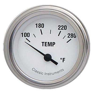 Classic Instruments White Hot Series Gauges WH26SLF Gauge, Series, Water Temperature, 140-280 degrees F, 2 1/8 in., Face, Analog, Electrical, Each