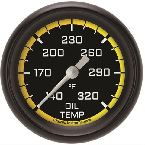 Classic Instruments Auto Cross Yellow Series Gauges AX328YBPF Gauge, Series, Oil Temperature, 2 5/8 in., Performance Bezel, Analog, Electrical, Each