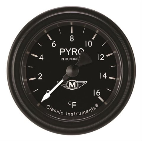 Classic Instruments Moal Bomber Series Gauges MA198BLF Gauge, Analog, Series, EGT, 0-1600 Degrees F, 2 1/8 in. Diameter, Black Face, Full Sweep, Each